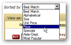 sort groceries by price